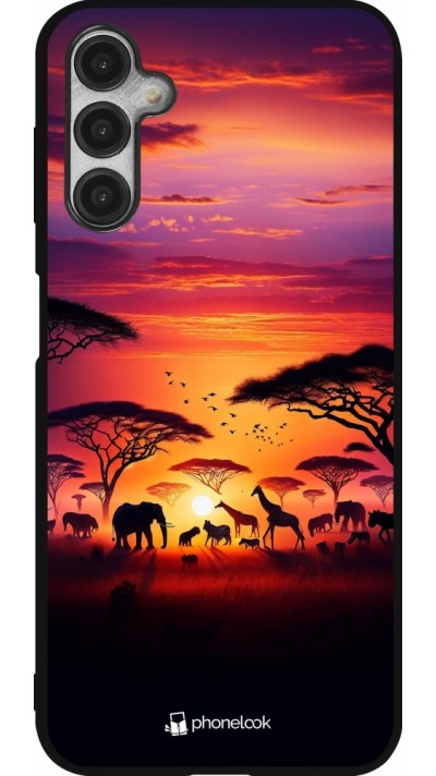 Samsung Galaxy A14 5G Case Hülle - Silikon schwarz Safari Sonnenuntergang Wildtiere