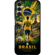 Coque Samsung Galaxy A14 5G - Silicone rigide noir Football Brésil splash 2026