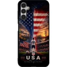 Coque Samsung Galaxy A14 5G - Silicone rigide noir Football États-Unis splash 2026