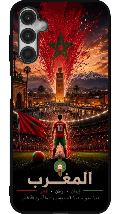 Coque Samsung Galaxy A14 5G - Silicone rigide noir Football Maroc splash 2026