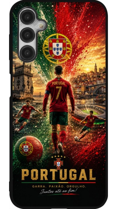 Coque Samsung Galaxy A14 5G - Silicone rigide noir Football Portugal splash 2026