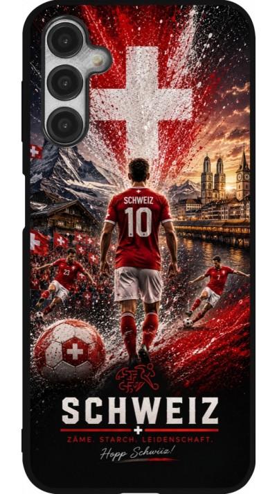 Coque Samsung Galaxy A14 5G - Silicone rigide noir Football Schweiz splash 2026
