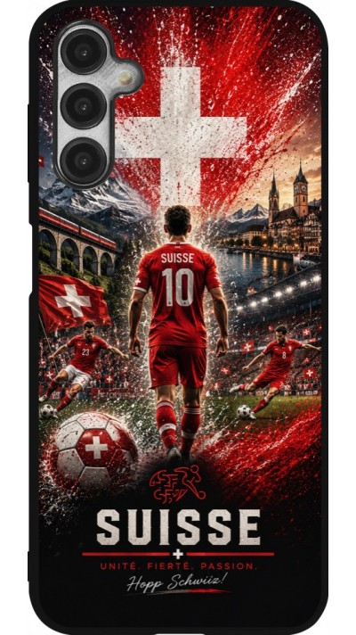 Coque Samsung Galaxy A14 5G - Silicone rigide noir Football Suisse splash 2026