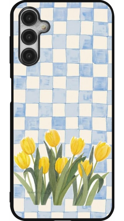 Coque Samsung Galaxy A14 5G - Silicone rigide noir Blue vichy tulips 2026