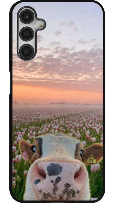 Coque Samsung Galaxy A14 5G - Silicone rigide noir Cow with tulips 2026
