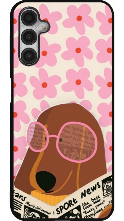 Coque Samsung Galaxy A14 5G - Silicone rigide noir Dog with newspaper 2026
