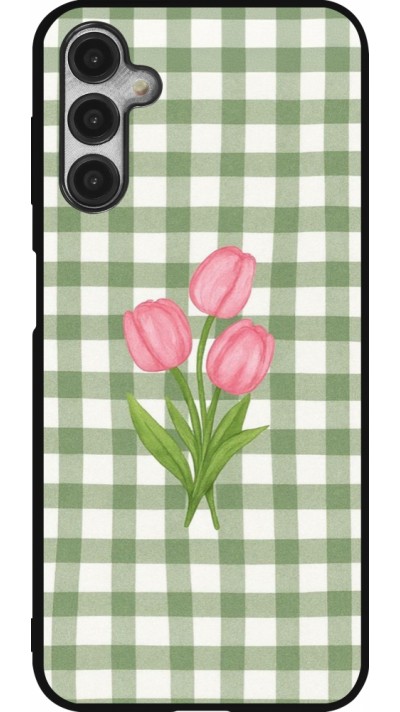 Coque Samsung Galaxy A14 5G - Silicone rigide noir Green vichy tulips 2026