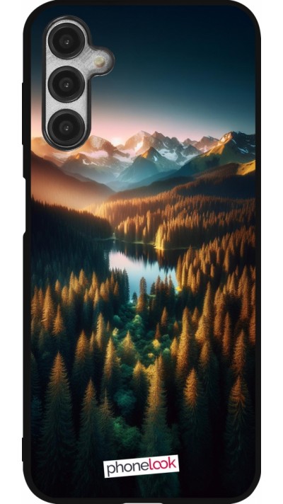 Coque Samsung Galaxy A14 5G - Silicone rigide noir Sunset Forest Lake