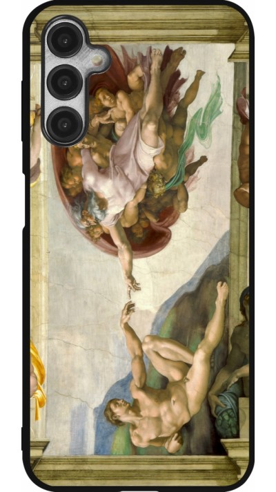 Coque Samsung Galaxy A14 5G - Silicone rigide noir Tableau art - La Création d’Adam - Michel-Ange