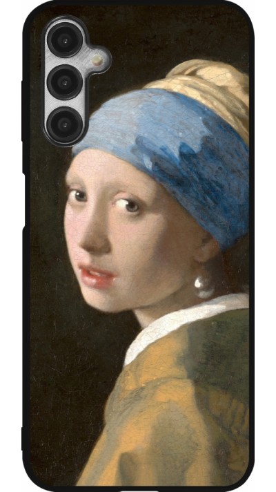 Coque Samsung Galaxy A14 5G - Silicone rigide noir Tableau art - La Jeune fille à la perle - Johannes Vermeer