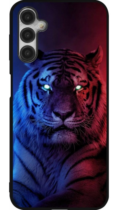 Coque Samsung Galaxy A14 5G - Silicone rigide noir Tiger Blue Red