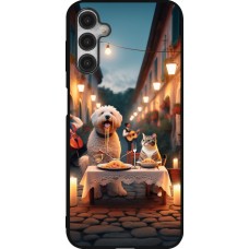 Coque Samsung Galaxy A14 5G - Silicone rigide noir Valentine 2024 Dog & Cat Candlelight