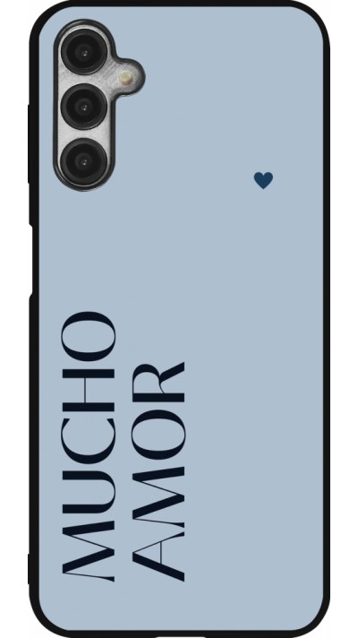 Coque Samsung Galaxy A14 5G - Silicone rigide noir Valentine 2024 mucho amor azul