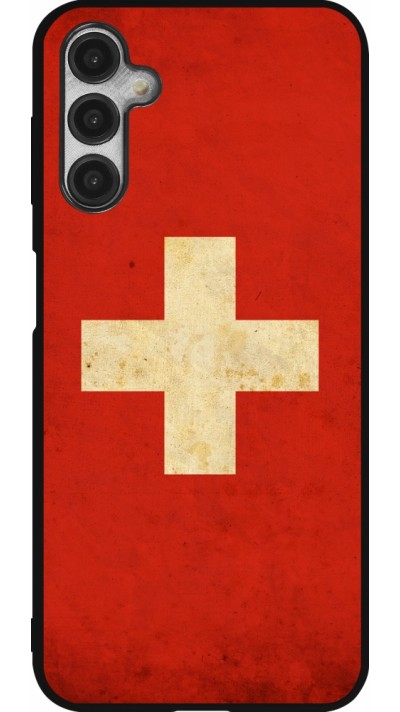 Coque Samsung Galaxy A14 5G - Silicone rigide noir Vintage Flag SWISS