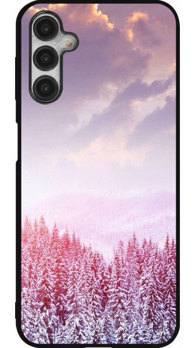 Coque Samsung Galaxy A14 5G - Silicone rigide noir Winter 22 Pink Forest