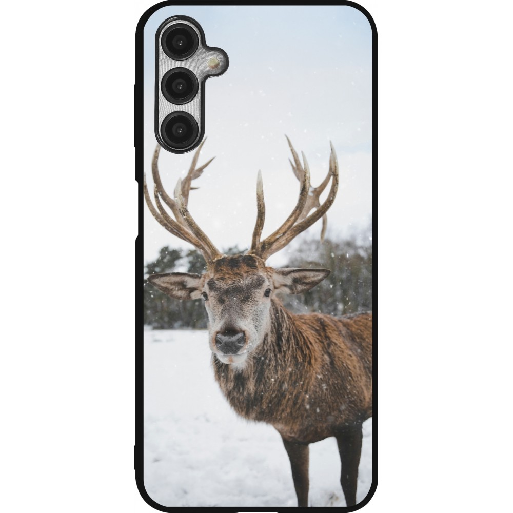 Coque Samsung Galaxy A14 5G - Silicone rigide noir Winter 25 Winter reindeer
