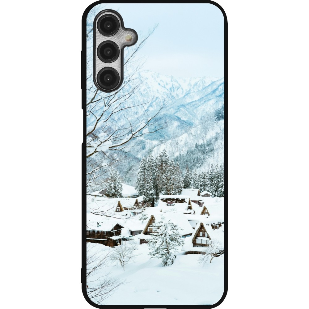 Coque Samsung Galaxy A14 5G - Silicone rigide noir Winter 25 Winter snowy landscape