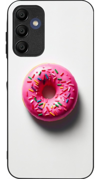 Coque Samsung Galaxy A15 - Silicone rigide noir Weißer Hintergrund, pinker Donut