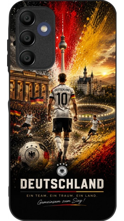 Coque Samsung Galaxy A15 - Silicone rigide noir Football Allemagne splash 2026