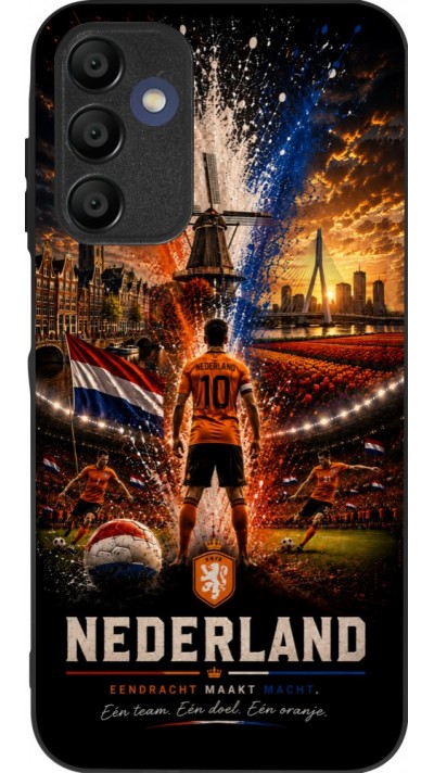 Coque Samsung Galaxy A15 - Silicone rigide noir Football Pays-Bas splash 2026