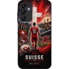 Coque Samsung Galaxy A15 - Silicone rigide noir Football Suisse splash 2026