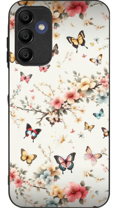 Coque Samsung Galaxy A15 - Silicone rigide noir Spring 25 Papillons Légers
