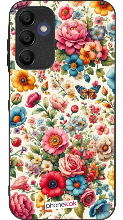 Coque Samsung Galaxy A15 - Silicone rigide noir Spring 25 printemps fleuri