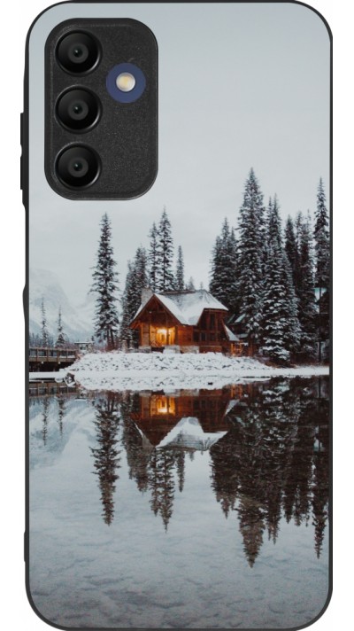 Coque Samsung Galaxy A15 - Silicone rigide noir Winter 25 Winter house forest afternoon