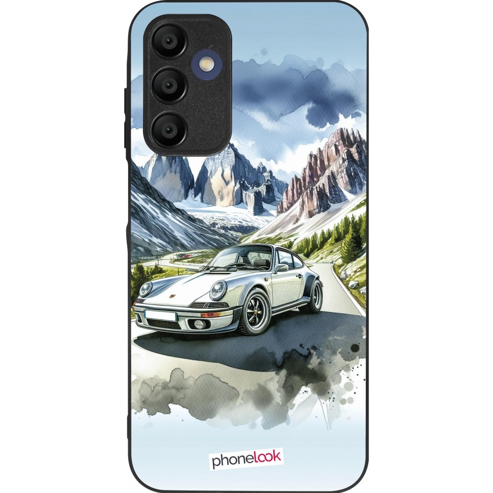 Coque Samsung Galaxy A16 - Silicone rigide noir Porsche 911 Mountain Watercolor