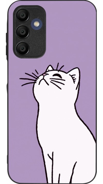 Coque Samsung Galaxy A16 - Silicone rigide noir Chat sur fond violet