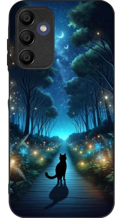 Samsung Galaxy A16 Case Hülle - Silikon schwarz Schwarze Katze Spaziergang