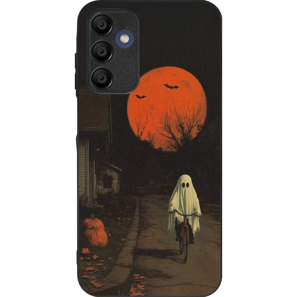 Coque Samsung Galaxy A16 - Silicone rigide noir Halloween 2025 Ghost on a bicycle