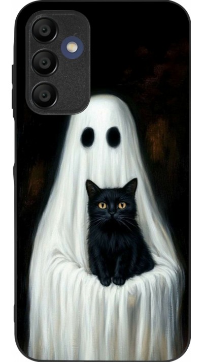 Coque Samsung Galaxy A16 - Silicone rigide noir Halloween 2025 Ghost with black cat