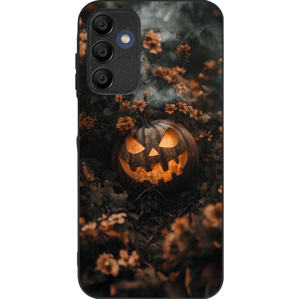 Coque Samsung Galaxy A16 - Silicone rigide noir Halloween 2025 Pumpkin with flowers