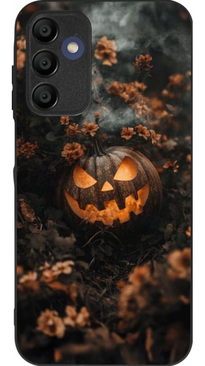 Coque Samsung Galaxy A16 - Silicone rigide noir Halloween 2025 Pumpkin with flowers