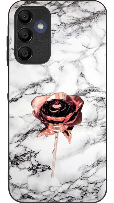 Coque Samsung Galaxy A16 - Silicone rigide noir Marble Rose Gold