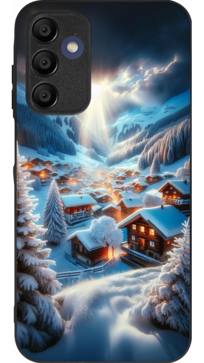 Coque Samsung Galaxy A16 - Silicone rigide noir Mont Neige Lumière