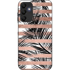 Coque Samsung Galaxy A16 - Silicone rigide noir Palm trees gold stripes