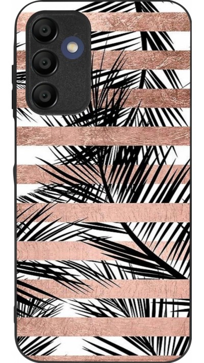 Coque Samsung Galaxy A16 - Silicone rigide noir Palm trees gold stripes