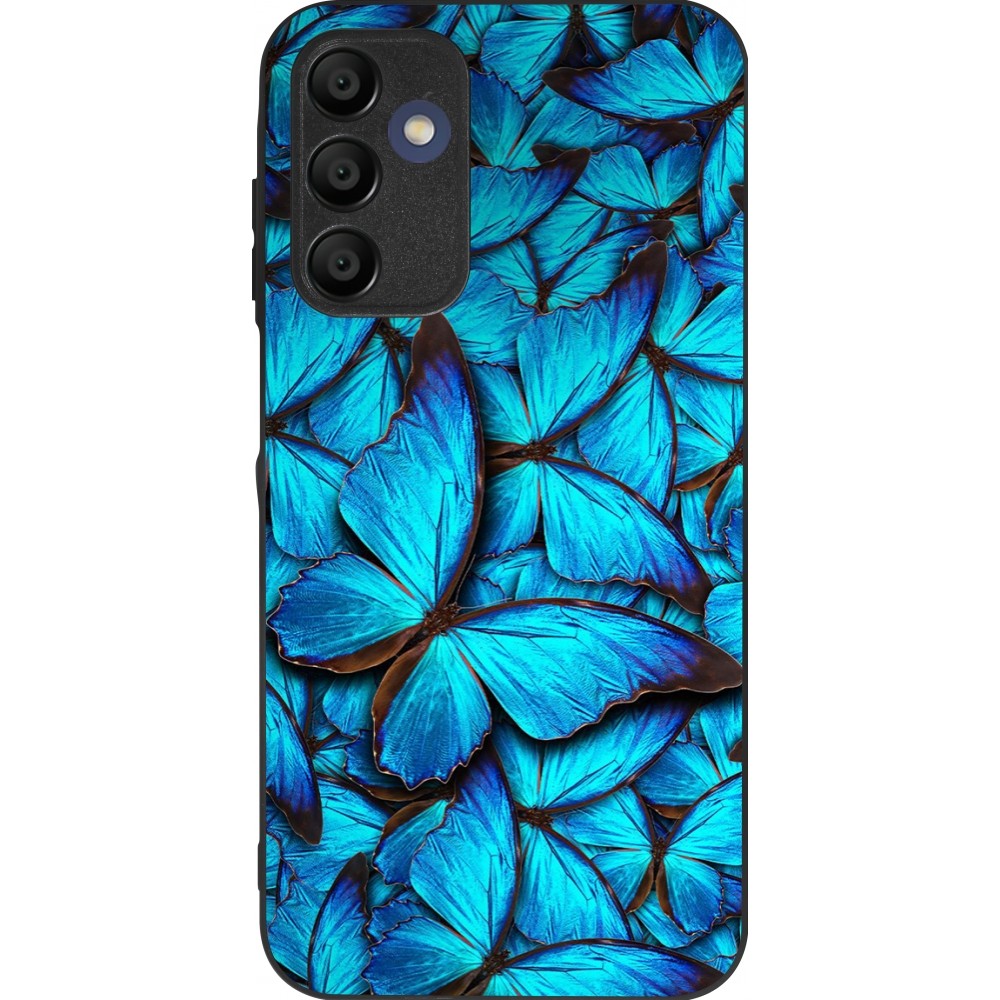 Coque Samsung Galaxy A16 - Silicone rigide noir Papillon bleu