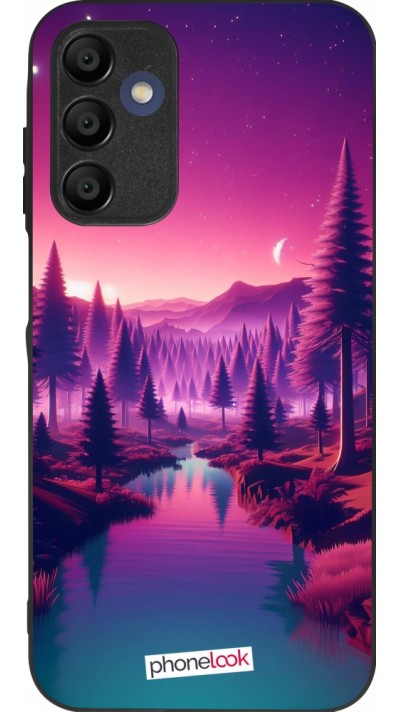 Coque Samsung Galaxy A16 - Silicone rigide noir Paysage Violet-Rose