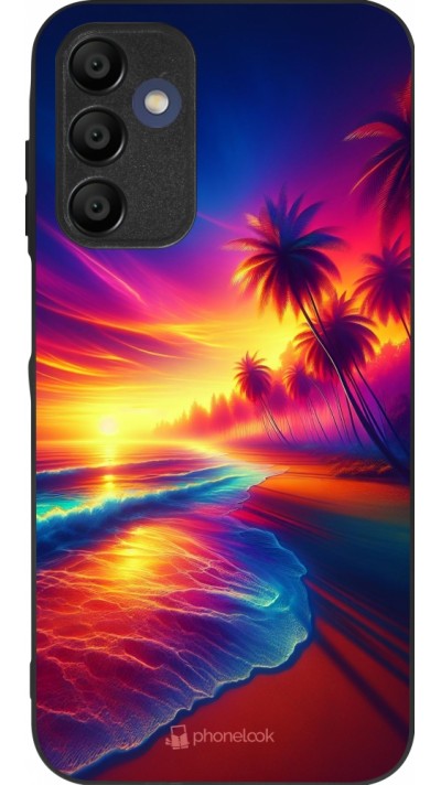 Coque Samsung Galaxy A16 - Silicone rigide noir Plage coucher soleil flashy