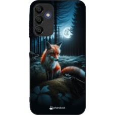Coque Samsung Galaxy A16 - Silicone rigide noir Renard lune forêt