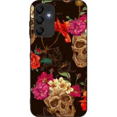 Coque Samsung Galaxy A16 - Silicone rigide noir Skulls and flowers