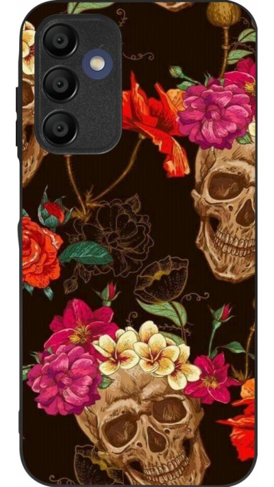 Coque Samsung Galaxy A16 - Silicone rigide noir Skulls and flowers