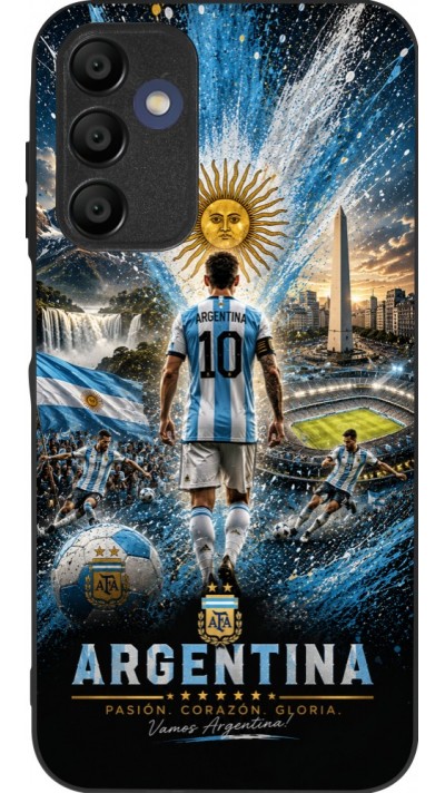 Coque Samsung Galaxy A16 - Silicone rigide noir Football Argentine splash 2026