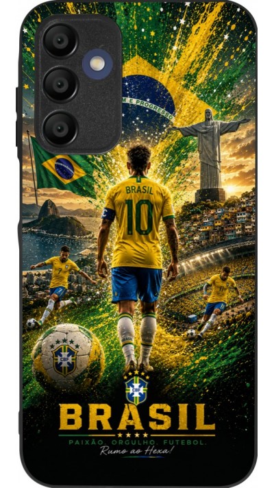 Coque Samsung Galaxy A16 - Silicone rigide noir Football Brésil splash 2026