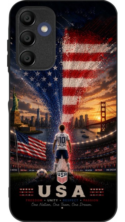 Coque Samsung Galaxy A16 - Silicone rigide noir Football États-Unis splash 2026