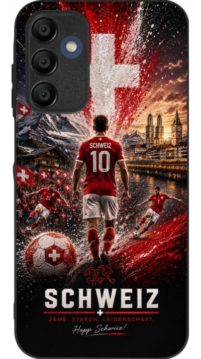 Coque Samsung Galaxy A16 - Silicone rigide noir Football Schweiz splash 2026