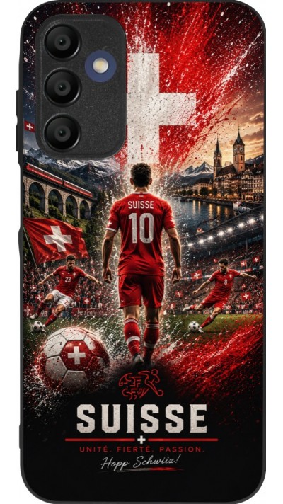 Coque Samsung Galaxy A16 - Silicone rigide noir Football Suisse splash 2026